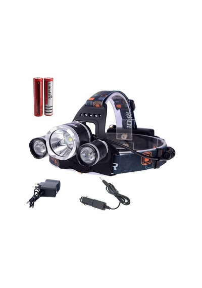 Fbi F5000 Kafa Feneri 5000 Lumens 3xcree Xm-T6+2r5 Lamba Led K... Siyah
