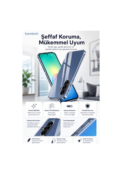 Samsung Galaxy A27 5g Uyumlu Kılıf Şeffaf Kamera Korumalı 3d