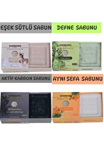 Hmd Bitkisel Kozmetik Eşek Sütlü + Defne + Aktif Karbon + Aynı Sefa Sabunu 4 x 125 G