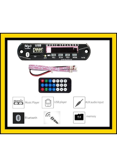 Araç İçi Bluetooth Aux Çevirici Modül Mikrofon Özellikli Konuşma N11.236