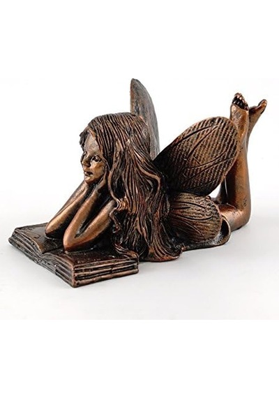 Top Collection 4386 Minyatür Bahçe Ve Teraryum Peri Okuma Heykeli, Küçük, Bronz