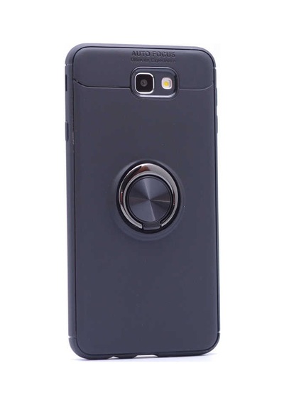 Galaxy J7 Prime Kılıf Zore Ravel Silikon Kapak Siyah-Mavi