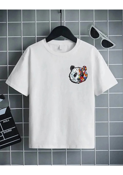 Barlashive Unisex Çocuk Baskılı T-shirt - Beyaz Çok Renkli