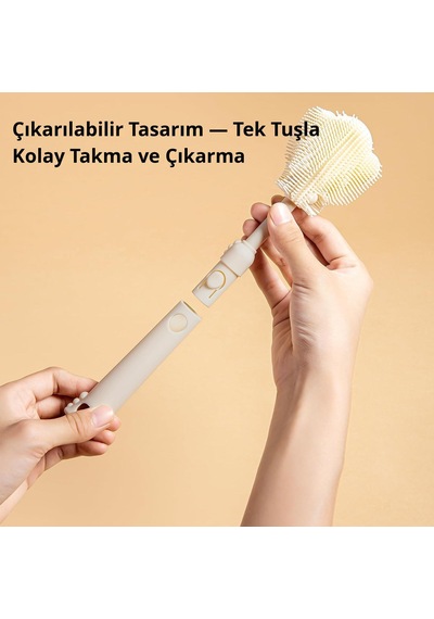Valkyrie Seyahat Biberon Temizleme Seti Silikon Fırça Emzik Pipet Fırçası Saklama Kutulu Gri