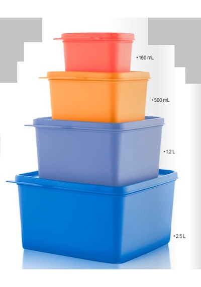 Tupperware Renkli Dikdörtgen Saklama Kabı 4 Lü Set Esc
