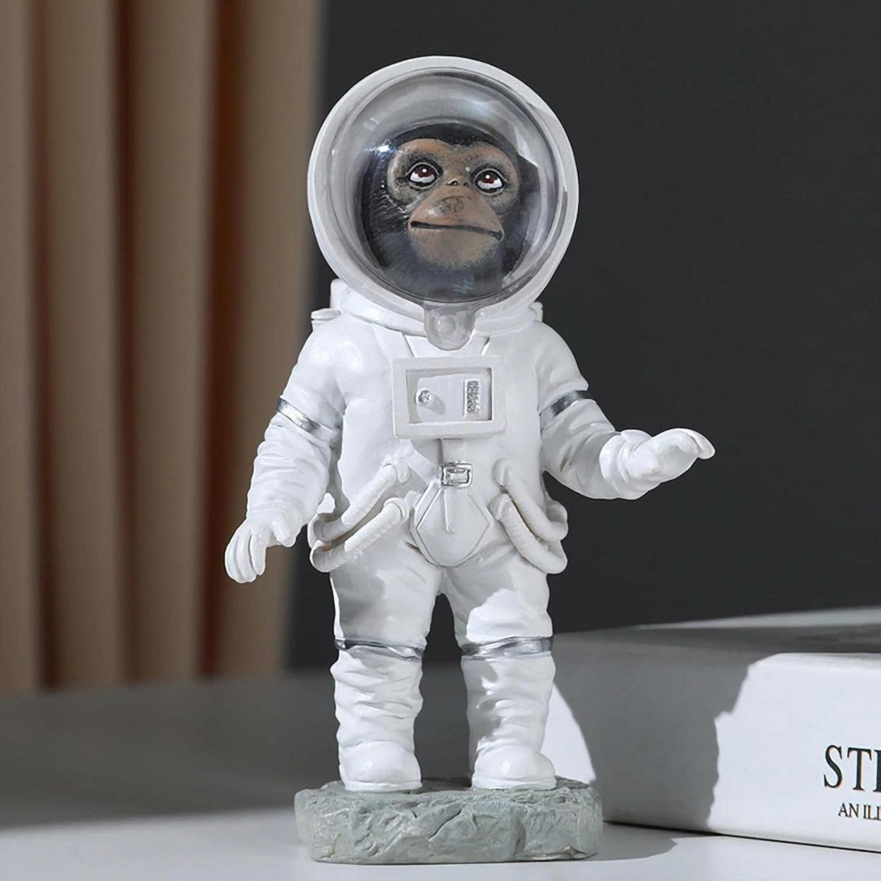 Modern Astronot Maymun Figür Biblo 13 Cm Ev Ofis Masa Süsü Dekoratif Uzay Temalı Hediyelik Heykel