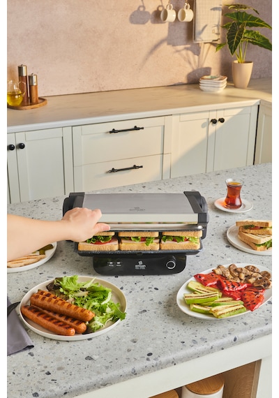 Emsan Inox Feel Steel 1800 W 6 Dilim Kapasiteli Izgara Ve Tost Makinesi