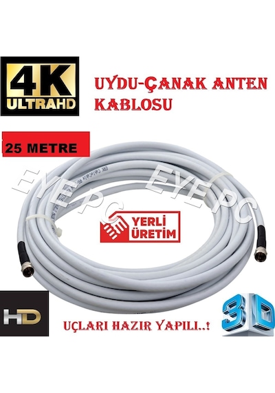 EYEPC 25 Metre Uydu Çanak Anten Kablosu Rg6 -U