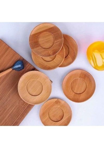 Deconox Bambu Yuvarlak Çay Tabağı Bardak Altlığı 6 'lı Set, Dekoratif Bambu Altlık Sku: Smg8690010224255 Acı Kahverengi