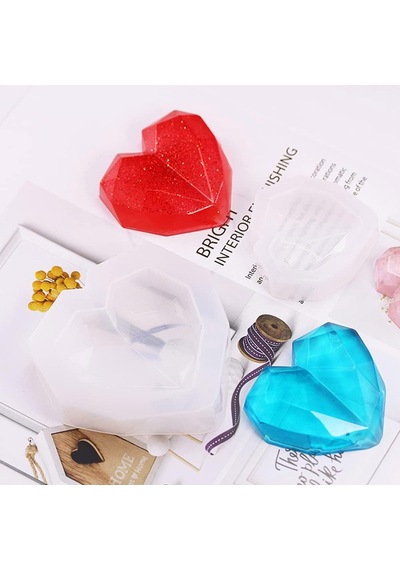 Tahtakale Toptancı Epoksi, Mum, Taş Tozu 3d Geometrik Kalp Silikon Kalıbı 5.7 Cm