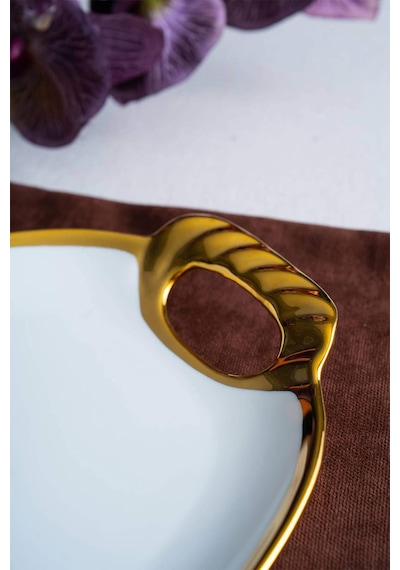 Acar Kaı-07681/4-gld Arven Gold Porselen Oval Sunum Tepsi - 41 16 3,5 Cm Gold