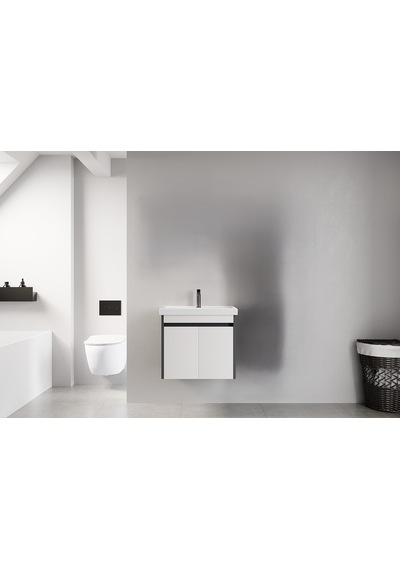 Denko Milano 60 Cm Antrasit Beyaz Banyo Dolabı Alt Modül Lavabo