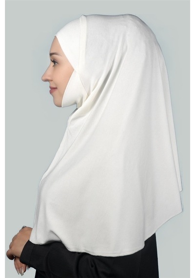 Altobeh Hazır Türban Peçeli Pratik Eşarp Tesettür Nikaplı Hijab - Namaz Örtüsü Sufle (XL) - Ekru