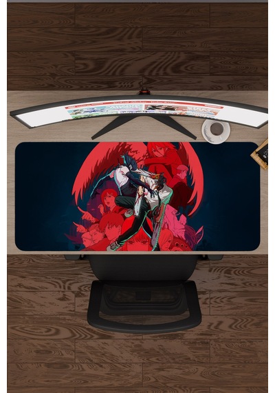 Chainsaw Man Anime V1 - 90x40 Xxl Gaming Kauçuk Kaymaz Taban Mouse Pad Fare Altlığı