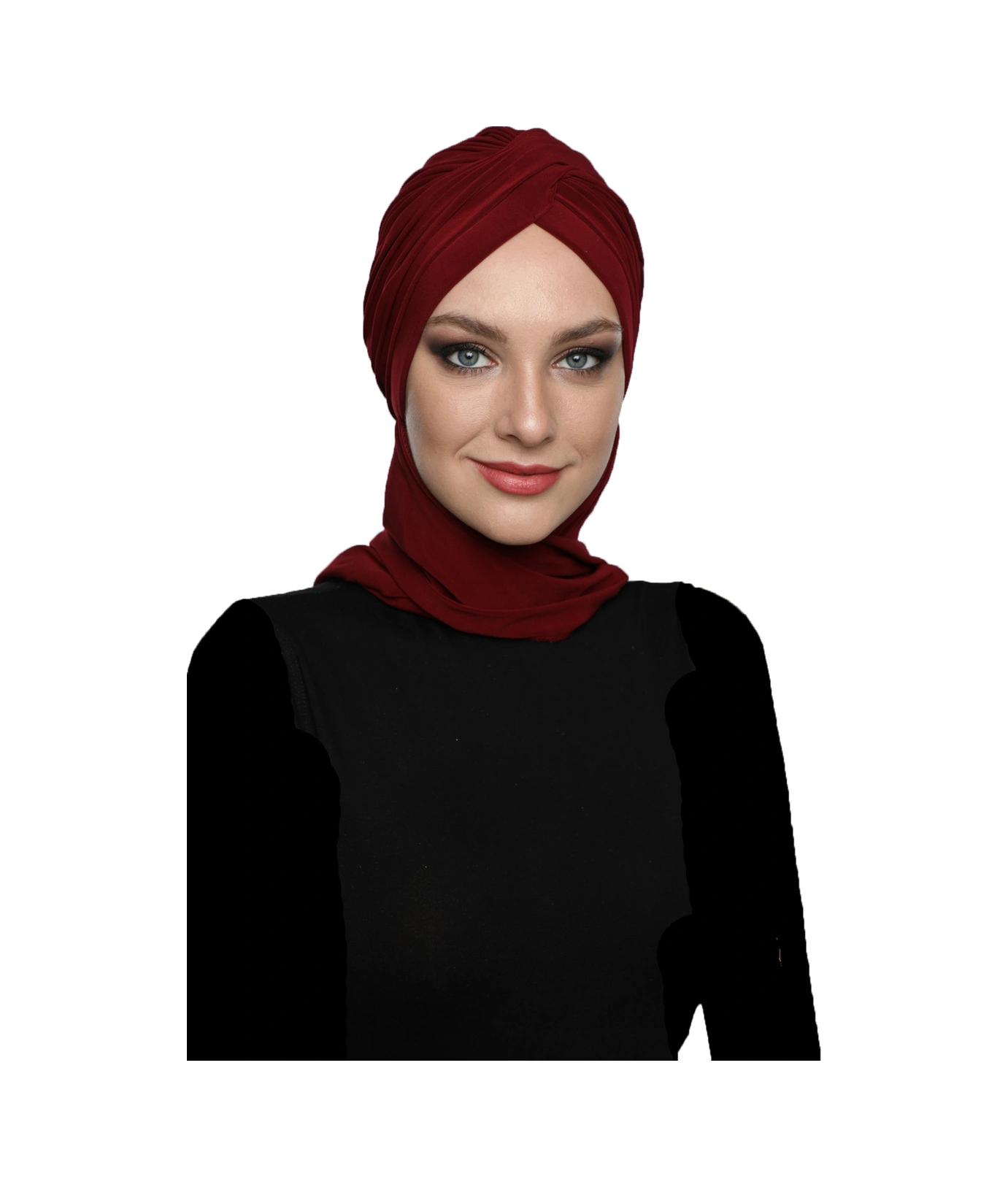 Elysianfidan Çapraz W Atkılı Bordo Hazır Türban Tesettür Bone Bordo