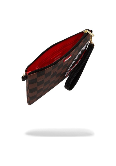 Sprayground Peeking Character Check Pouchette, Kahverengi Unisex El Ve Omuz Çantası El Çantası