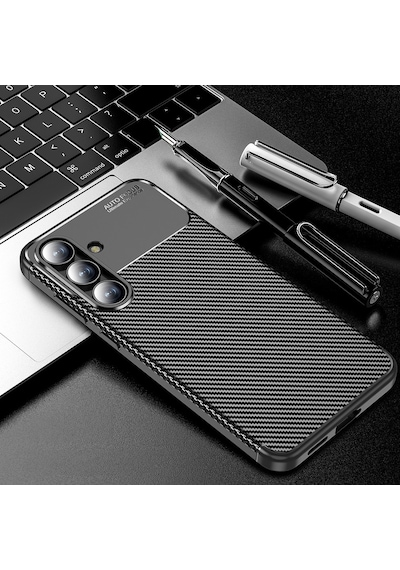 Vendas Galaxy Uyumlu S24 Fe Kılıf Zore Negro Silikon Kapak + Hayalet Ekran Koruyucu Siyah