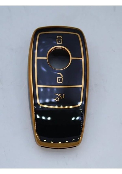 Autohan Keys Lüks Mercedes Fbs4 Siyah Altın Nano Anahtar Kılıfı, Premium Kumanda Kabı, Araç Anahtarlık Koruyucu