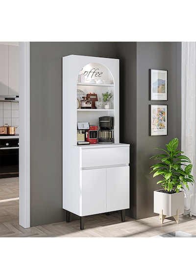 60 Cm Ledli Kahve Köşesi, Çok Amaçlı Dolap,2 Kapaklı 1 Çekmeceli Kiler Dolabı,mutfak Dolabı Beyaz 60 Cm Ledli Kahve Köşesi, Çok Amaçlı Dolap,2 Kapaklı 1 Çekmeceli Kiler Dolabı,mutfak Dolabı Beyaz