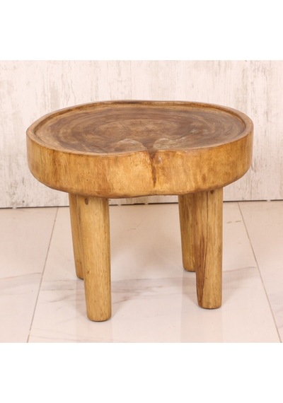 Doğal Teak Ağacı Sehpa 56x45 Cm Bej