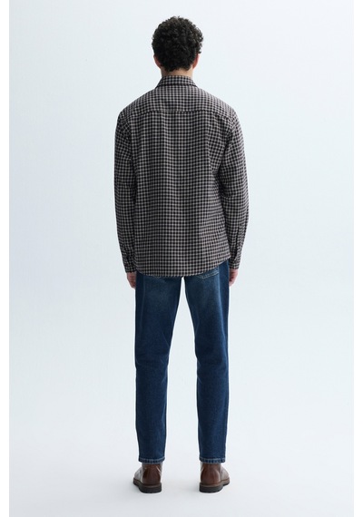 Mudo Erkek Erkek Kahverengi Regular Fit Ekoseli Uzun Kollu Gömlek 1264801
