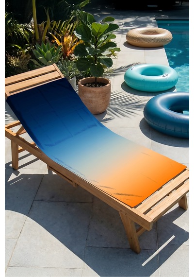 Modern Degrade Mavi Turuncu Plaj Havlusu - Minimalist Ombre Tasarım Hızlı Kuruyan Mikrofiber Havlu Yumuşak Ada