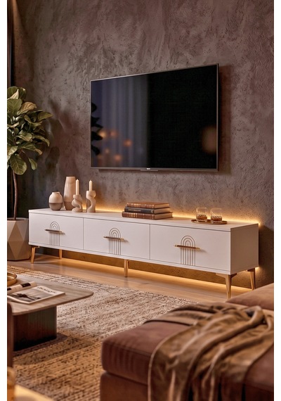 Tsa1815b - İda Tsa180 Tv Stand, Tv Sehpası Ve Tv Ünitesi Beyaz 180cm