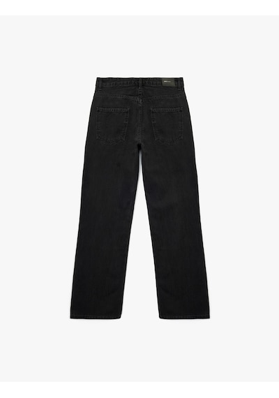 Koton Pamuklu Normal Bel Düz Paça Jean Pantolon - Straight Fit Jean Siyah 5wal40047md Siyah