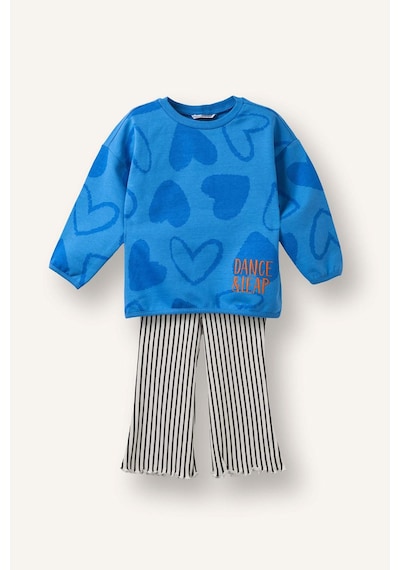 Defacto Kalpli Sweatshırt Çizili Alt 2li Takım Kız Bebek H1240a526smbe277 Mavi-be277