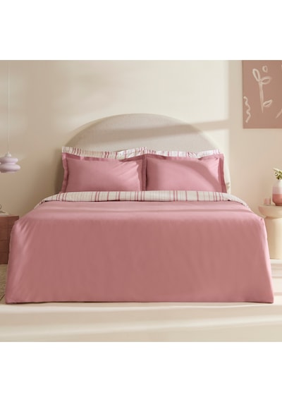 Karaca Home Cool Stripe Çift Kişilik Nevresim Takımı Gül Kurusu