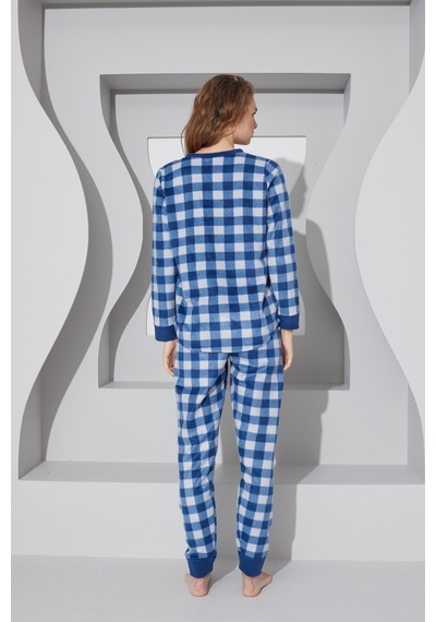 Siyah İnci Alt-üst Polar Pijama Takım 24223074 Lacivert
