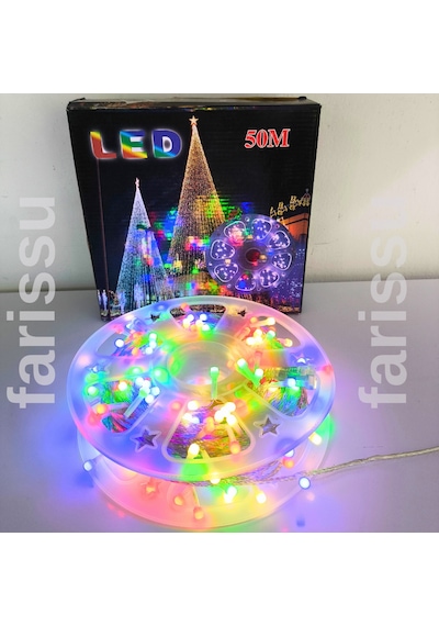 50 Metre Rgb Renkli Peri Led Işık Fişli Dış Mekan Dekoratif Aydınlatma RGB