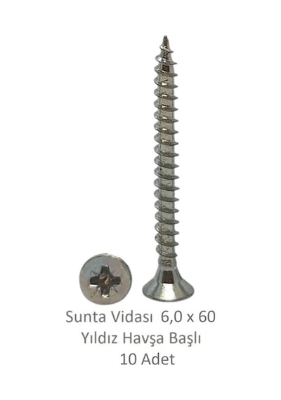 Sunta Vidası, 6,0 X 60 Mm, 10 Adet, Yhb Vida 6 x 60