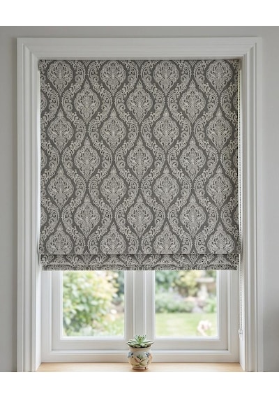 Damask Katlamalı Perde Gri