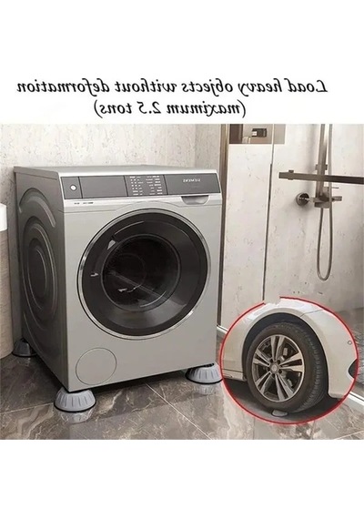 Kaymaz Makine Ayağı Seti, 4 Adet Gürültü Azaltıcı Yükseltici, Beyaz Renk Abanoz