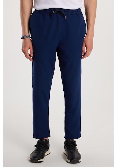 Tudors Erkek Beli Lastikli Bağcıklı Jogger Lacivert Pantolon Rahat Kesim Yan Cepli-33184 Lacivert