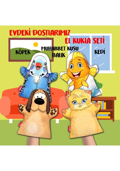 4 Parça Tox Evdeki Dostlarımız El Kukla Set Eğitici Oyuncak
