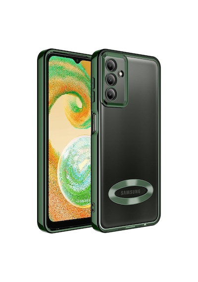 Zore Galaxy Uyumlu A14 Kılıf Kamera Korumalı Logo Gösteren Omega Kapak - Koyu Yeşil Koyu Yeşil