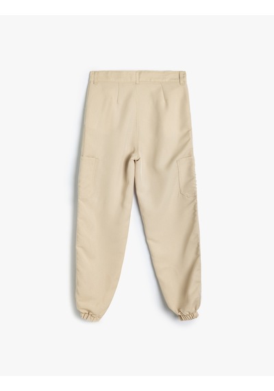 Koton Jogger Kargo Cepli Pantolon Düğmeli Bol Kalıp Bej 5wkg40019aw Ekru