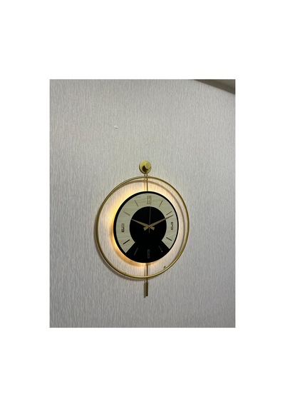 Pey Aksesuar 50x70 Cm Metal Ahşap Ve Işığın Muhteşem Uyumu Duvar Saati Dekoratif Ahşap-m54-gold-siyah-dikkat -akça-gold