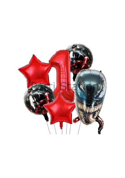 Zehirli Öfke Venom 4 Yaş Doğum Günü Balon Set Venom Kırmızı Konsept Doğum Günü Parti Balon Set 1
