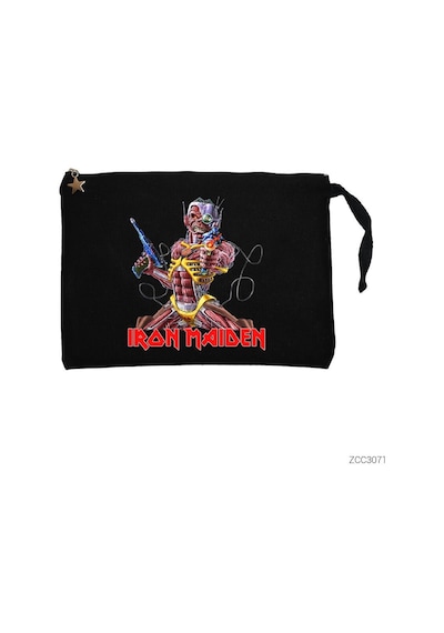 Zepplin Giyim Iron Maiden İn The War Siyah Clutch Astarlı Cüzdan / El Çantası Siyah