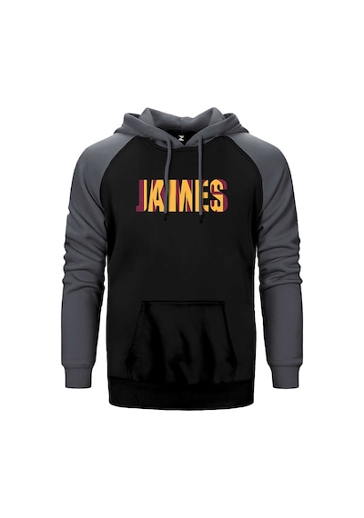 Lebron Yazı Gri Renk Reglan Kol Kapşonlu Sweatshirt Gri