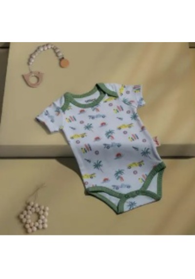 Tiffany Baby & Kids Tiffany Body Kısa Kol Trip Tour Theme Ekru - Yeşil