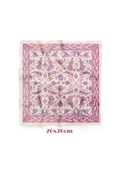 Pudra Saray Desen 70 70cm Bandana/fular Çok Renkli