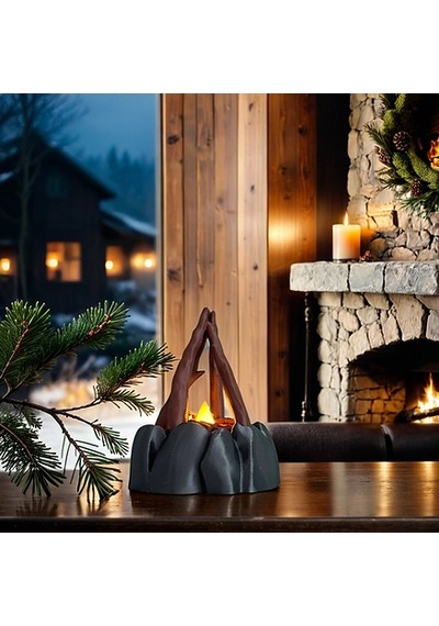 Dekoratif Işıklı Kamp Ateşi Tealight Çok Rekli - Beyaz