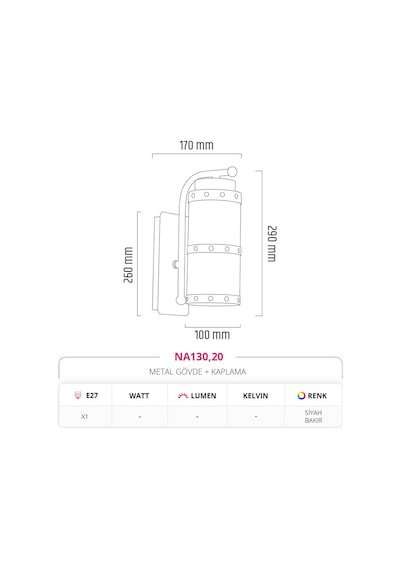 Nevo İç Mekan Aplik Na130.20 Bakır