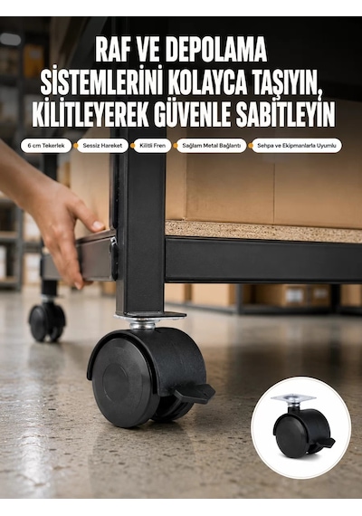 6 Cm Kilitli Tekerlek Ayak 4 Adet Sehpa Ve Ekipman Uyumlu Belirtilmemiş