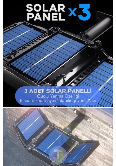 Technojet 675 Ledli Solar Güneş Enerjili Kumandalı Hareket Sensörlü Bahçe Aydınlatma Sokak Lambası Beyaz