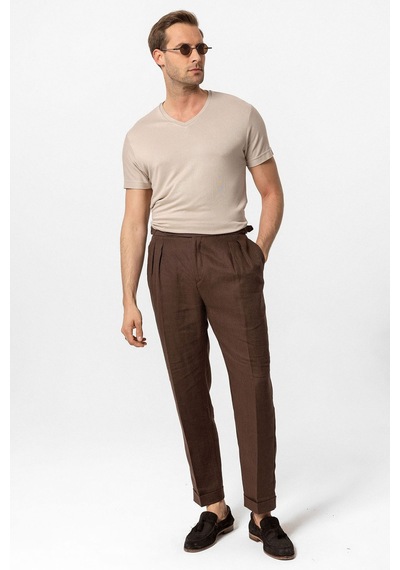 Antioch Basic V Yaka Erkek T-shirt Koyu Bej